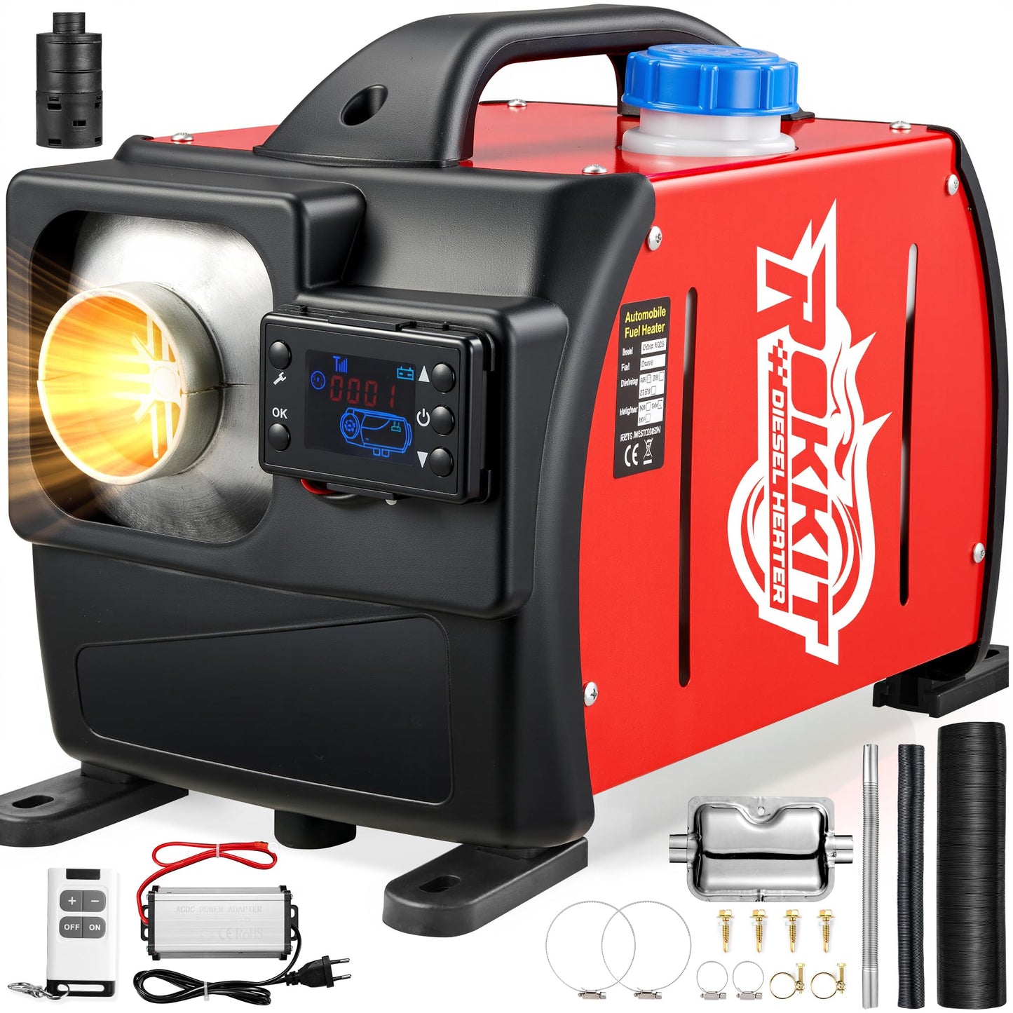 [2026 Version]Diesel Heater 8KW, 110V/12V All-in-One Portable Diesel Air Parking Heater with LCD Thermostat Monitor & Remote Control for Trucks, Car Trailer, Boat and Motor-home (8KW)