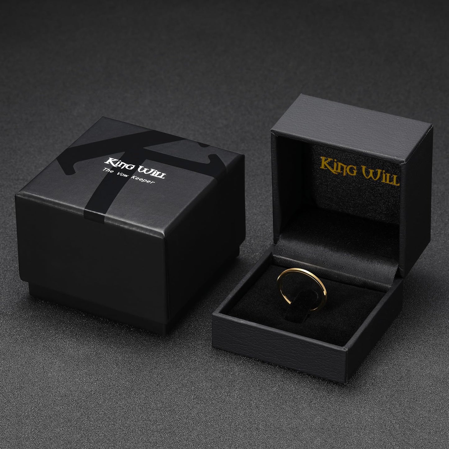 King Will 2mm Gold Tungsten Men's Wedding Band - Brushed Matte Finish, Beveled Polished Edge, Comfort Fit Size 6