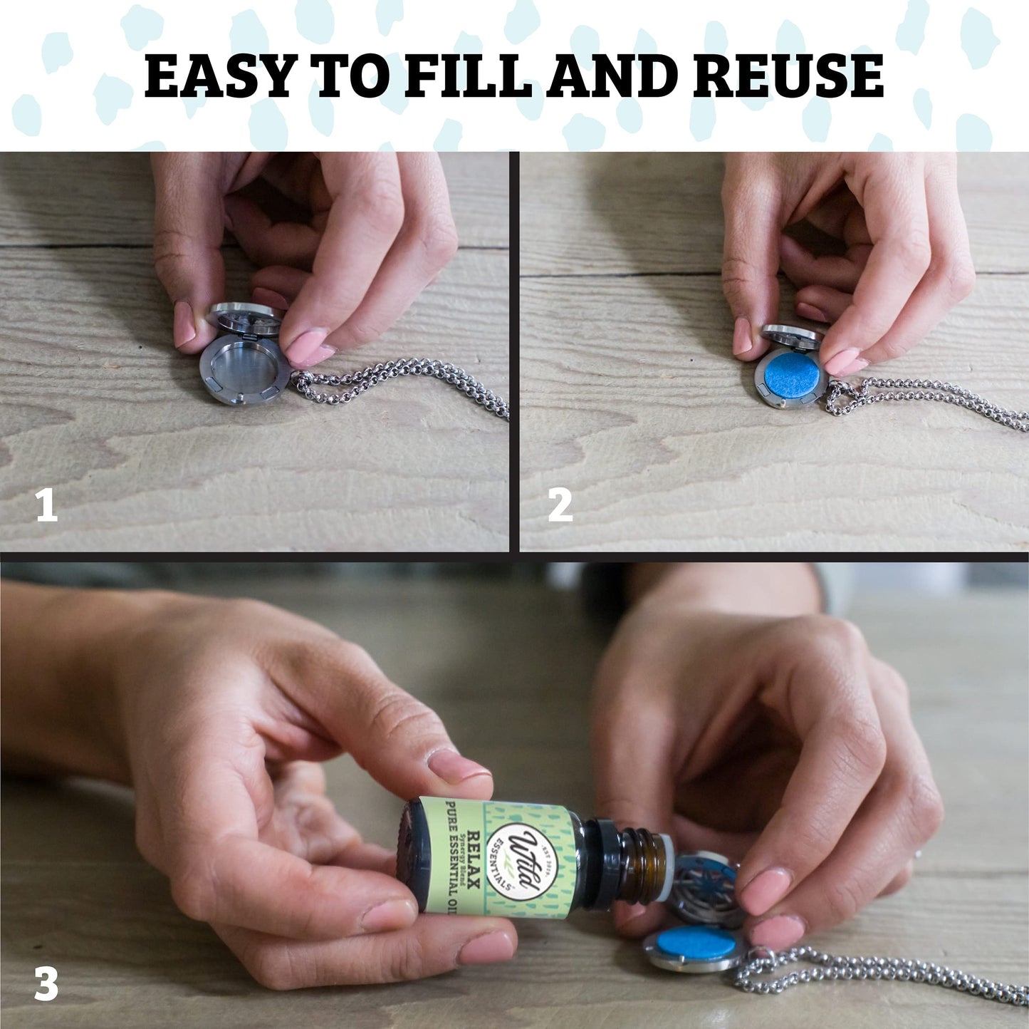 Wild Essentials Dog Paw Necklace Essential Oil Diffuser Kit with Lavender, Lemongrass, Peppermint, Orange Oils, 12 Refill Pads, Calming Aromatherapy Gift Set, Customizable Color Changing, Perfume