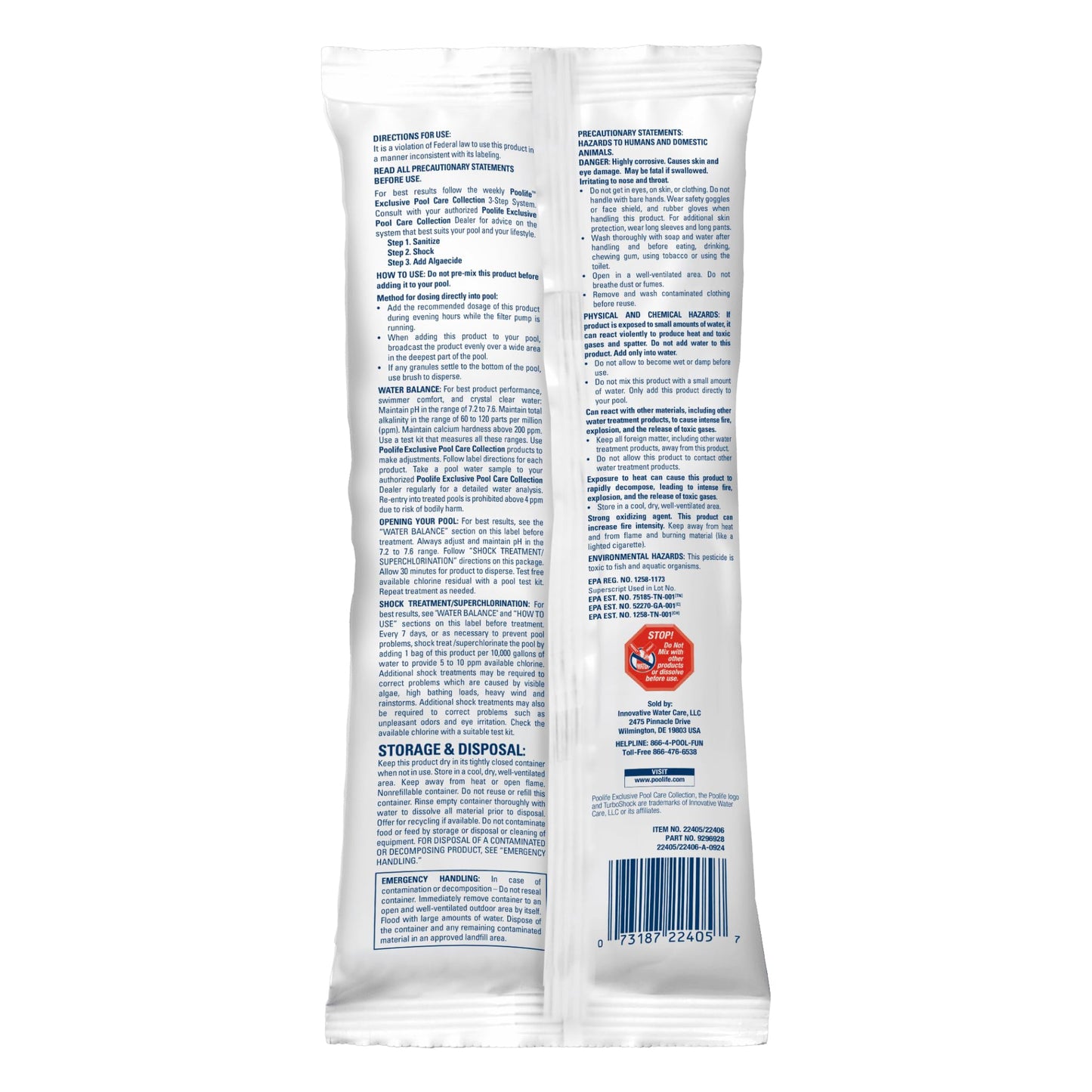 Poolife Turbo Shock to Eliminate Algae, Bacteria & Cloudy Water - Strongest 78% Calcium Hypochlorite Pool Shock - Fast-Dissolving, No Pre-Mixing - Safe Chlorine Shock for All Surfaces - 12 X 1lb Bag