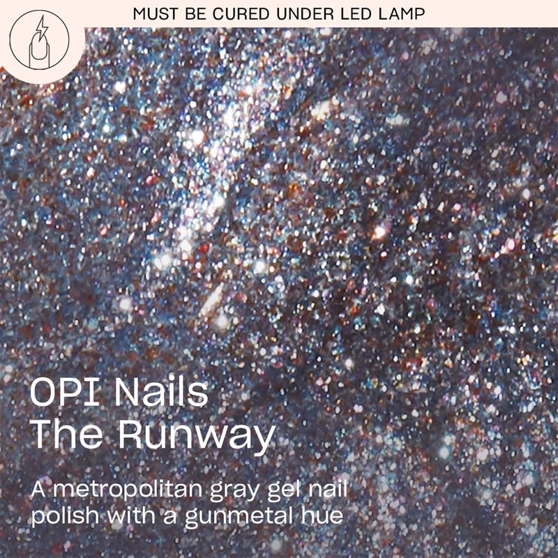OPI GelColor OPI Nails the Runway | Opaque Muted Silver Shimmer LED Cure Gel Nail Polish | Salon-Quality Shine, Long-Lasting Wear | Vegan & HEMA Free | 0.5 Fl Oz