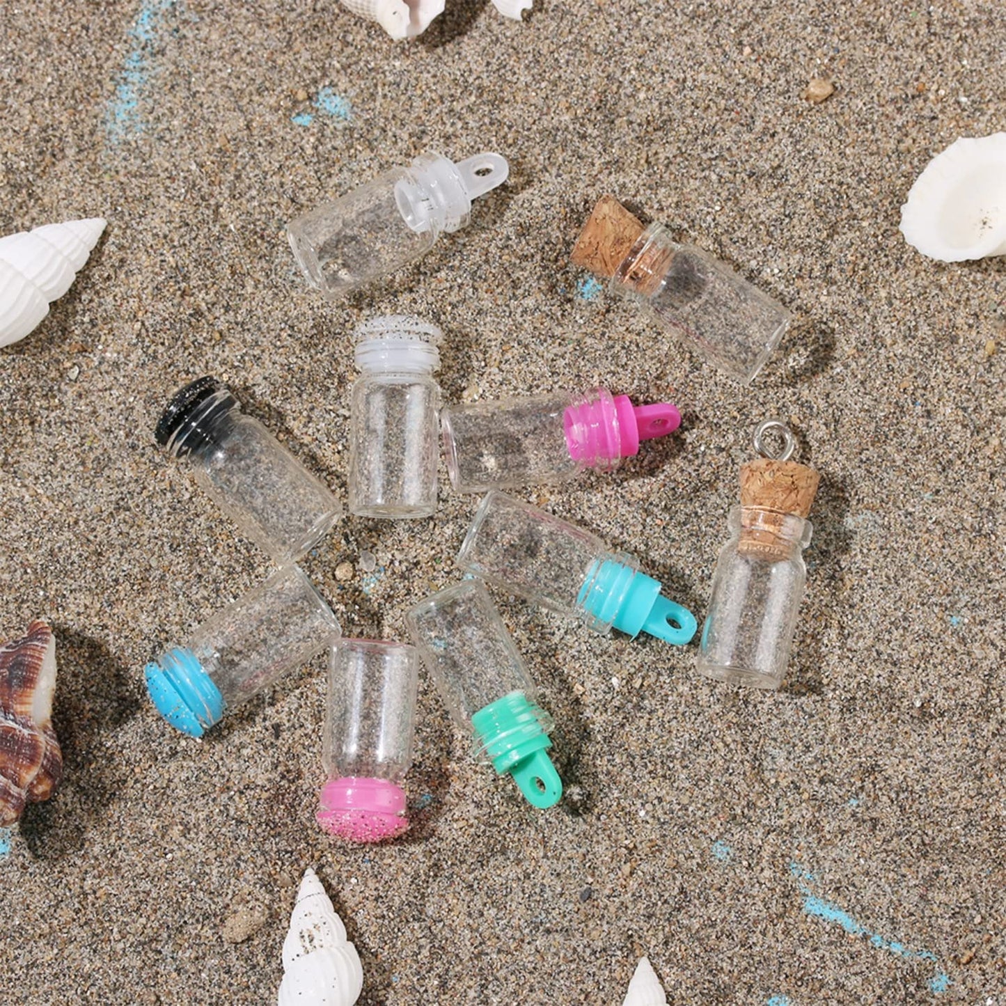 Minsily 100 Pcs 1ml Mini Small Glass Bottles with Plastic Stopper 20m Twines Clear Tiny Jar Small Glass Vials Wishing Bottle Charm Vials Arts Crafts Bottles DIY Decoration Wedding Party Favors Gifts