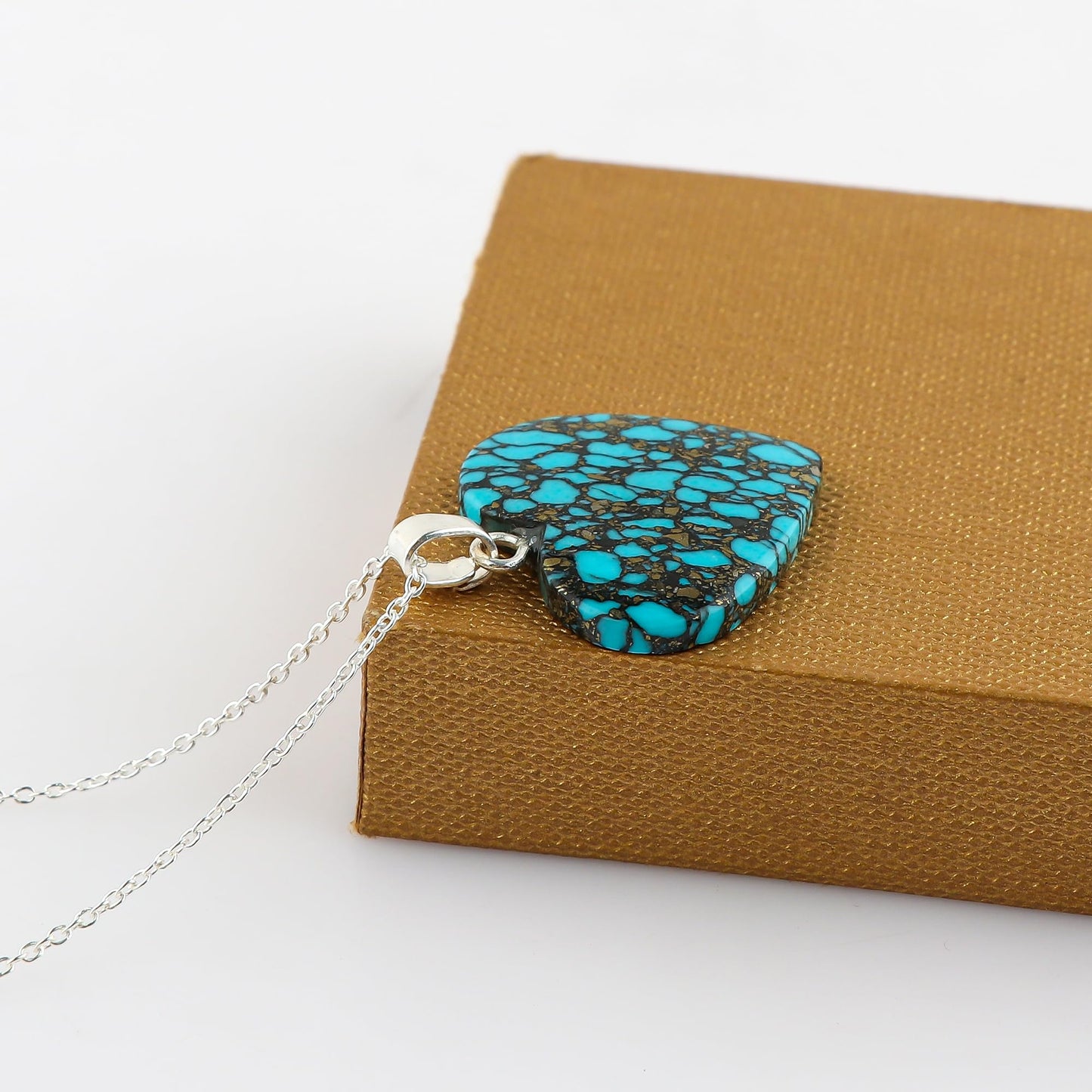 Yashee Natural Turquoise Gemstone Heart Shape Crystals Pendant Necklace, Chakra Energy Healing Gemstone, Real Crystal, Top Grade, Women Jewelry, Dainty Silver Plated Jewelry 18 inch