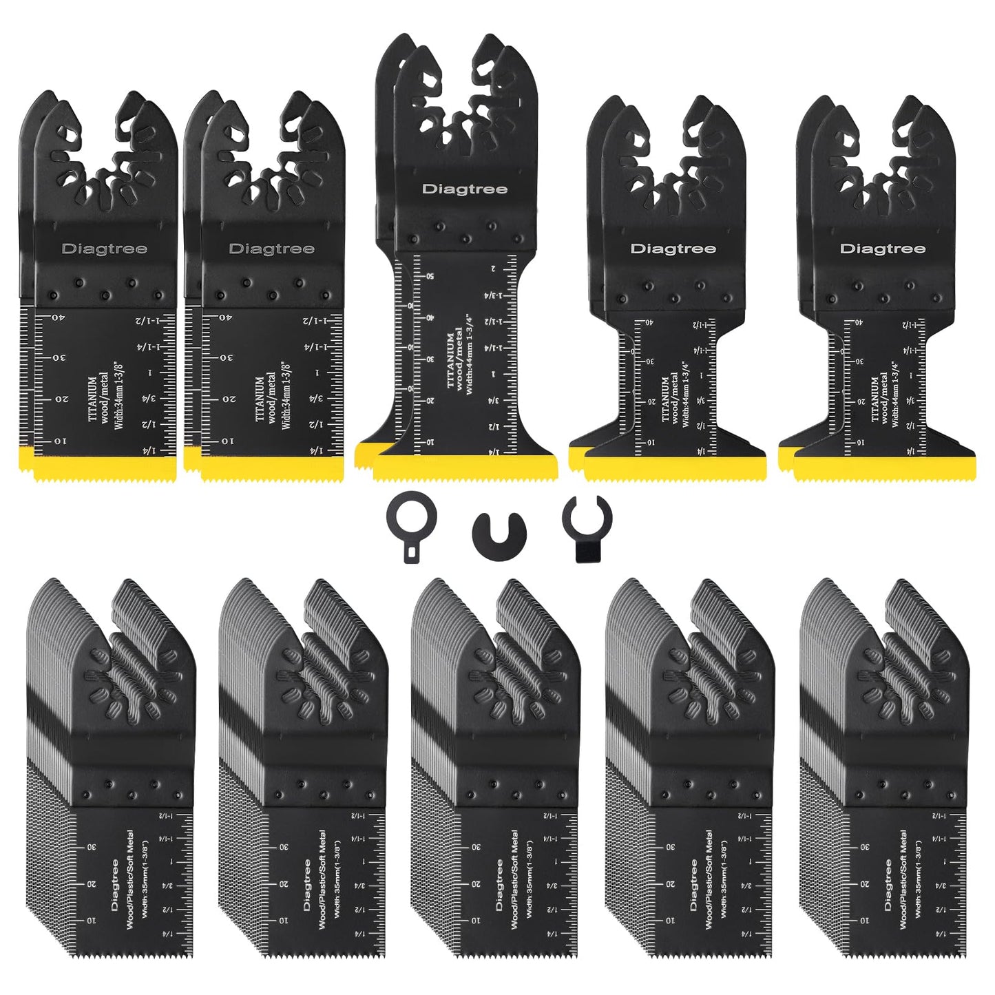 Diagtree Oscillating Saw Blades, Diagtree 115PCS Titanium Oscillating Multitool Blades for Metal, Wood and Plastic, fit Dewalt Milwaukee Ryobi Fein Dremel Bosch Rockwell Makita Porter(Titanium, 115)