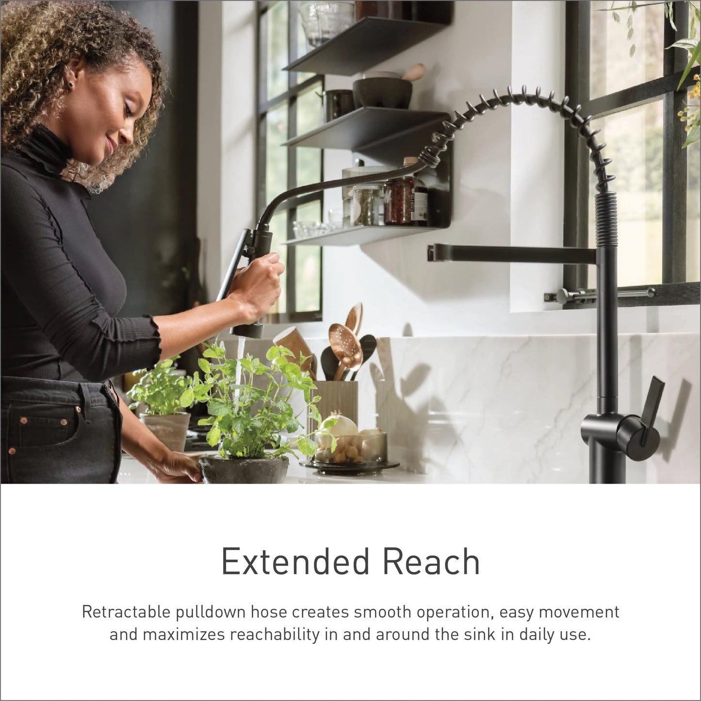 Moen Nolia Bronzed Gold One-Handle Single Hole Spring Kitchen Faucet with Pull Down Sprayer and Soap Dispenser, 87886BZG