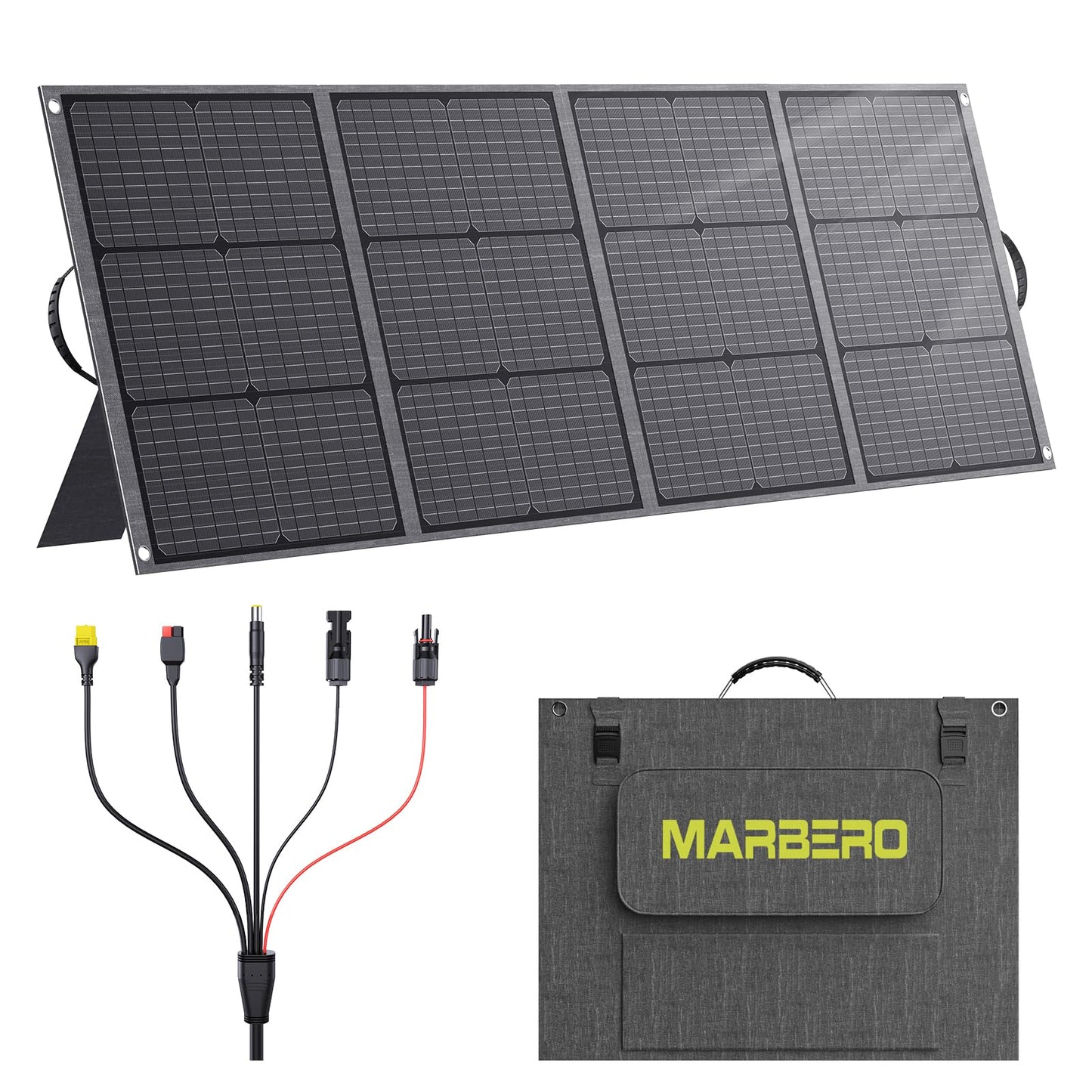MARBERO 200W Portable Solar Panel for Power Station IP68 Waterproof 200 Watt Foldable Solar Charger >23% High Efficiency Compatible with Solar Generator for Camping RV Outdoor Cloudy