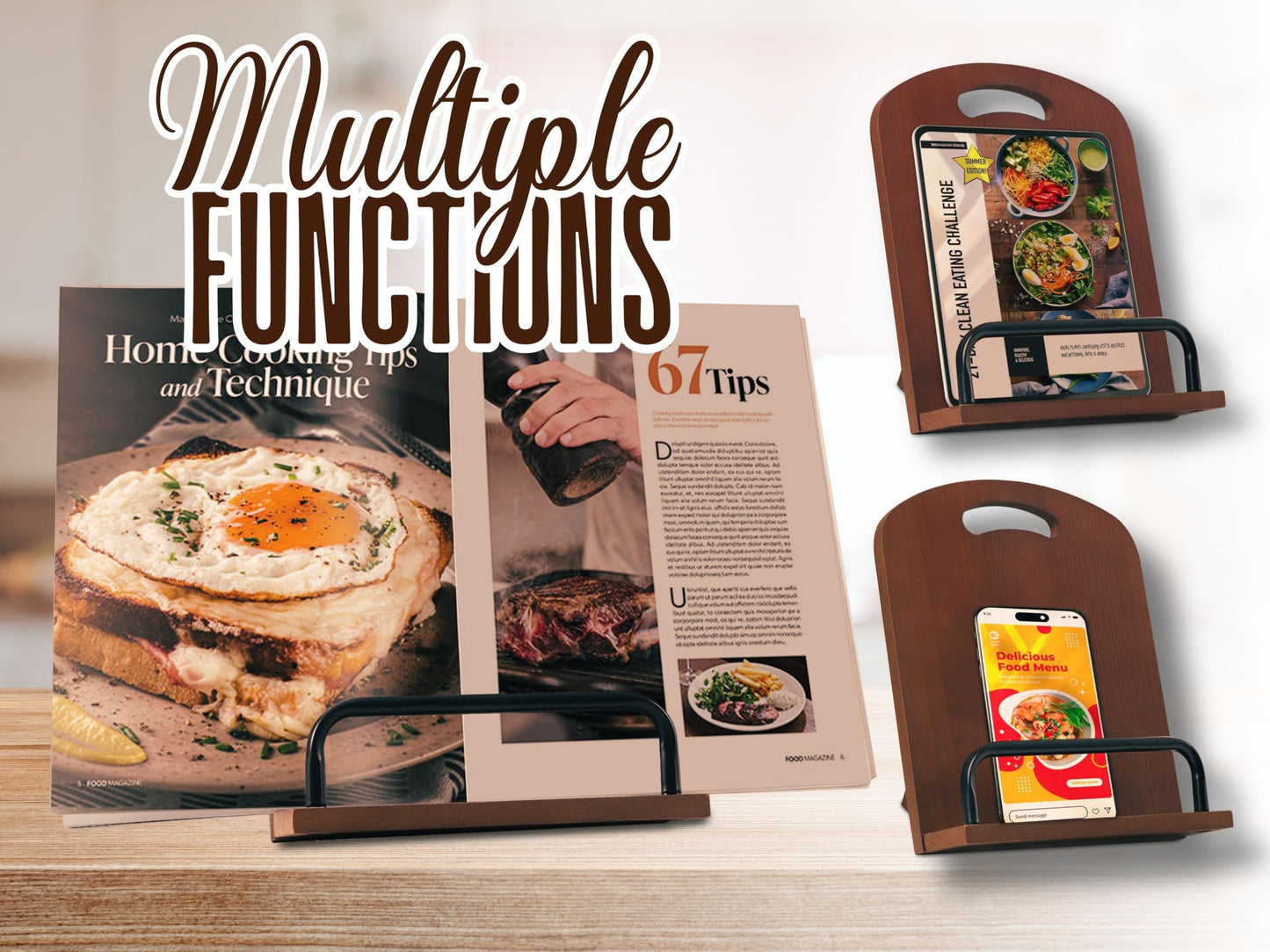 InnoBeta Chef Gifts for Cooking Lovers, Cookbook Stand for Kitchen Counter, Perfect Gifts for Chefs on Birthday, Adjustable Tablet Recipe Book Holder, Unique Kitchen & Culinary Decor