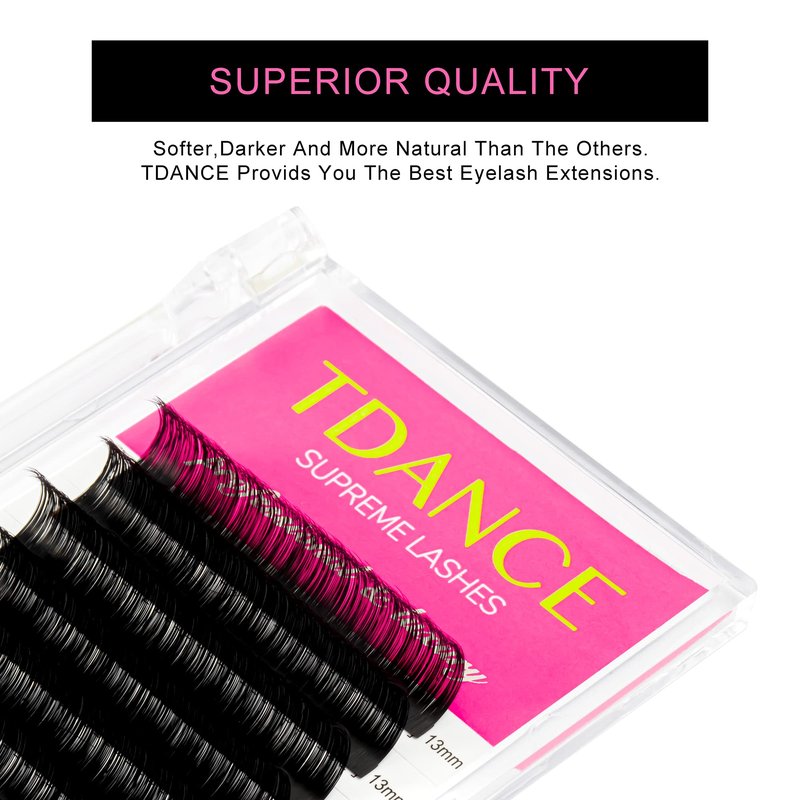 TDANCE Lash Extension Matte Black Eyelash Extension C CC D DD J B L Curl Volume & Classic Lash Extensions 0.03-0.18mm Thickness Professional Salon Use(0.03-DD,16 mm)
