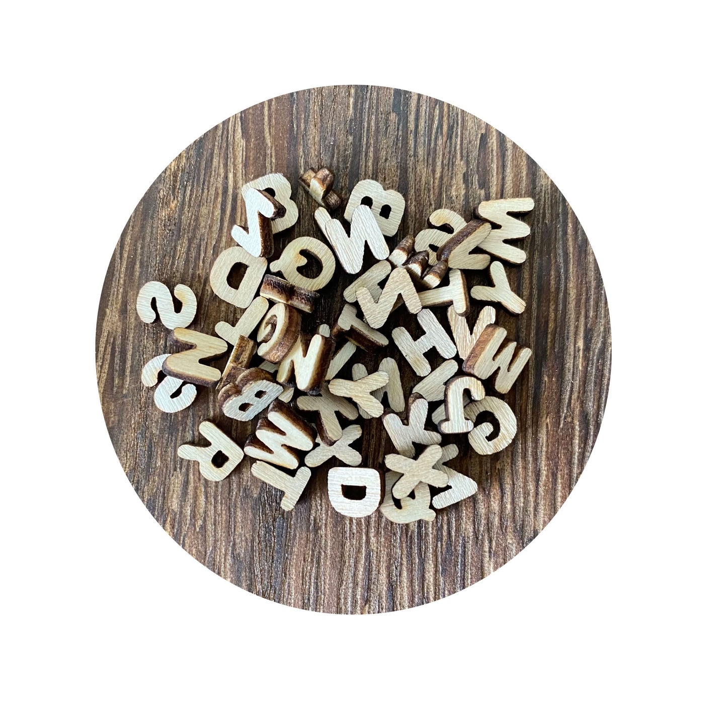 Quarter Inch 0.25 Inch 2142 Pieces Tiny Wooden Letters Unfinished Wood Numbers for Scrapbooking Crafts (with Two Fonts in Brown Tray)