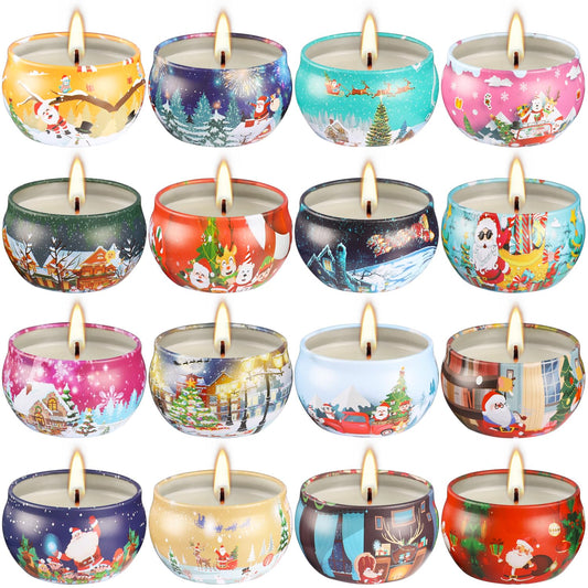 16PCS Scented Candles Christmas Gift Set, Natural Soy Wax 2.5oz Candles for Christmas Gift, 16 fragrances Flavor