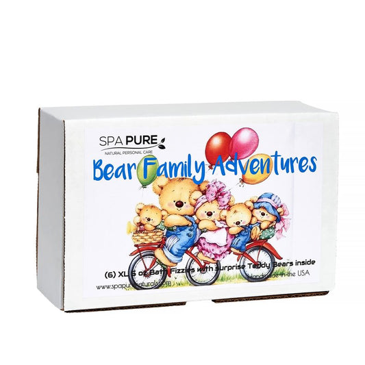 Bath Bomb Fizzies with Surprise: 6 Bear Family Toys Inside Bath Bombs, Huge Balls (5 oz) Safe, Great for Bubble Baths, Perfect for Little Girls and Boys (6 Count) Pack of 1
