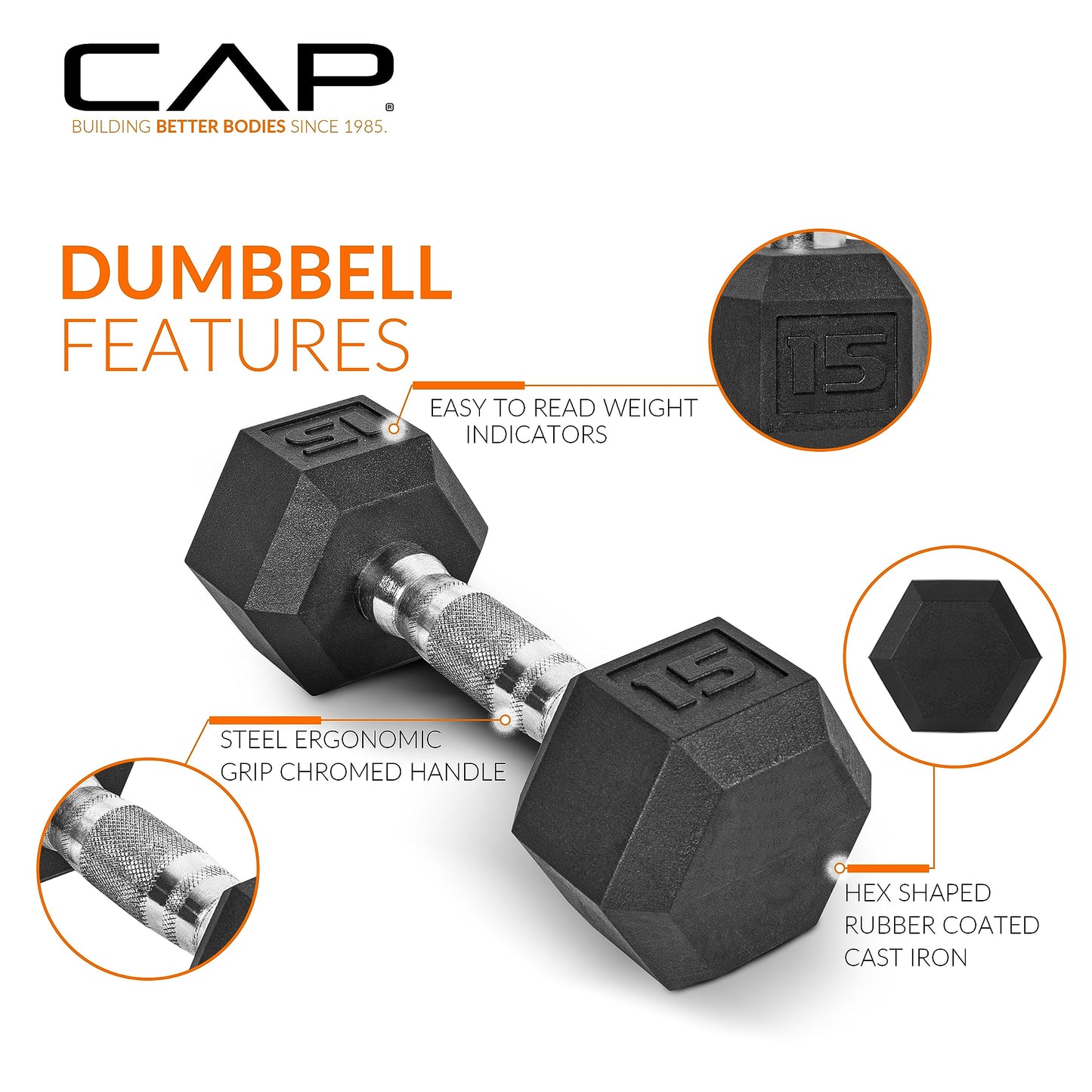 CAP 150 LB Rubber Coated Hex Dumbbell Hand Weight Set with Vertical Storage Rack - Chrome Handle | Blue Rack