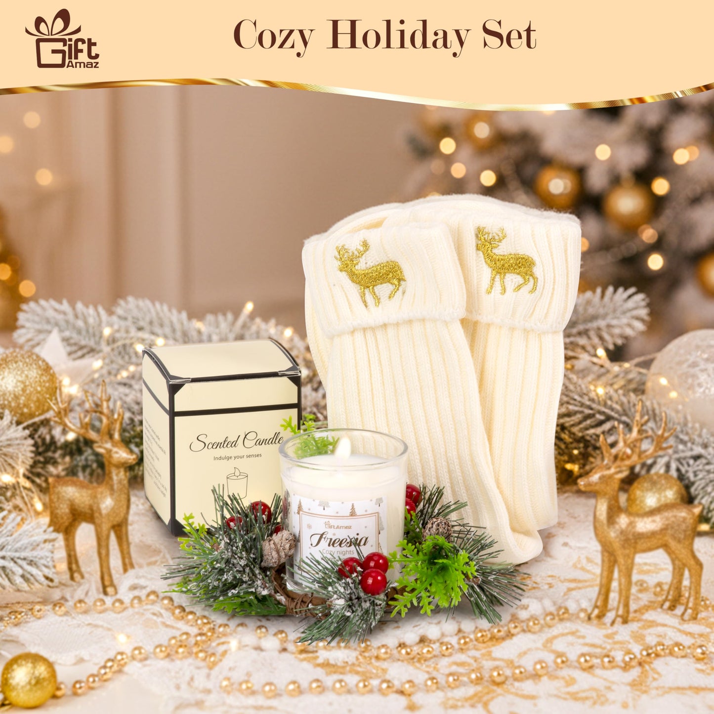 Christmas Gift Set for Women Girl, Valentines Day Gifts Baskets Box with Scented Candle, Self Care Gift for Her, Mom, Wife, Friends, Grandma, Sister, Bestie, Coworkers, Holiday Gift Presents for Women