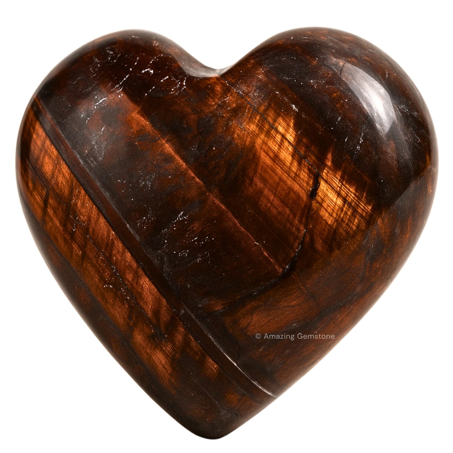 Amazing Gemstone Red Tiger Eye Crystal Heart Palm Stone - Pocket Massage Worry Stone for Natural Body Chakra Balancing, Reiki Healing and Crystal Grid
