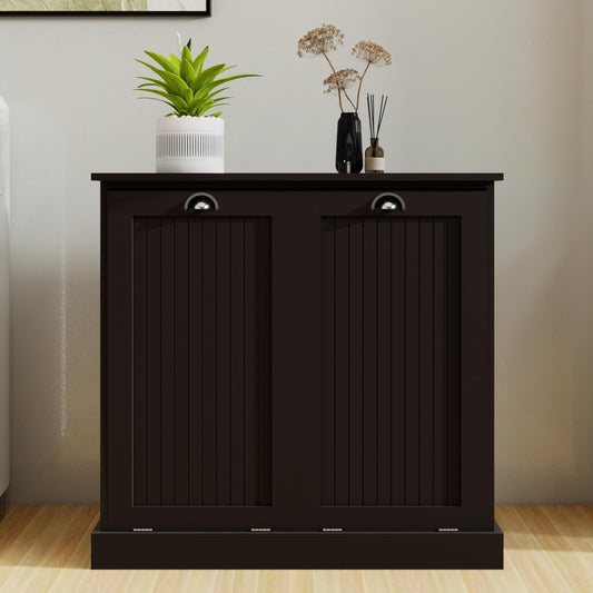 agnixnaf Laundry Sorter Cabinet, Two-Compartment Tilt-Out, Black Storage Cabinet, for Small Bothroom