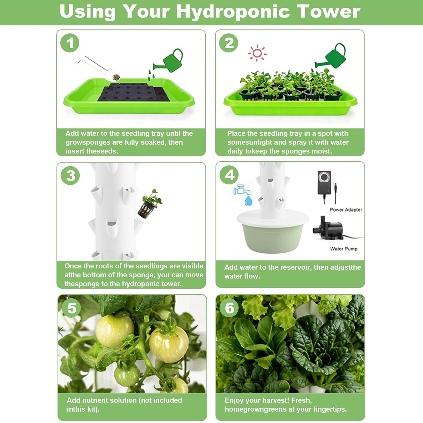 40 Pods Vertical Hydroponic Growing System, Smart Automated Herb Garden Tower with Timer, Indoor Outdoor Hydroponic System for Vegetables, Herbs & Fruits