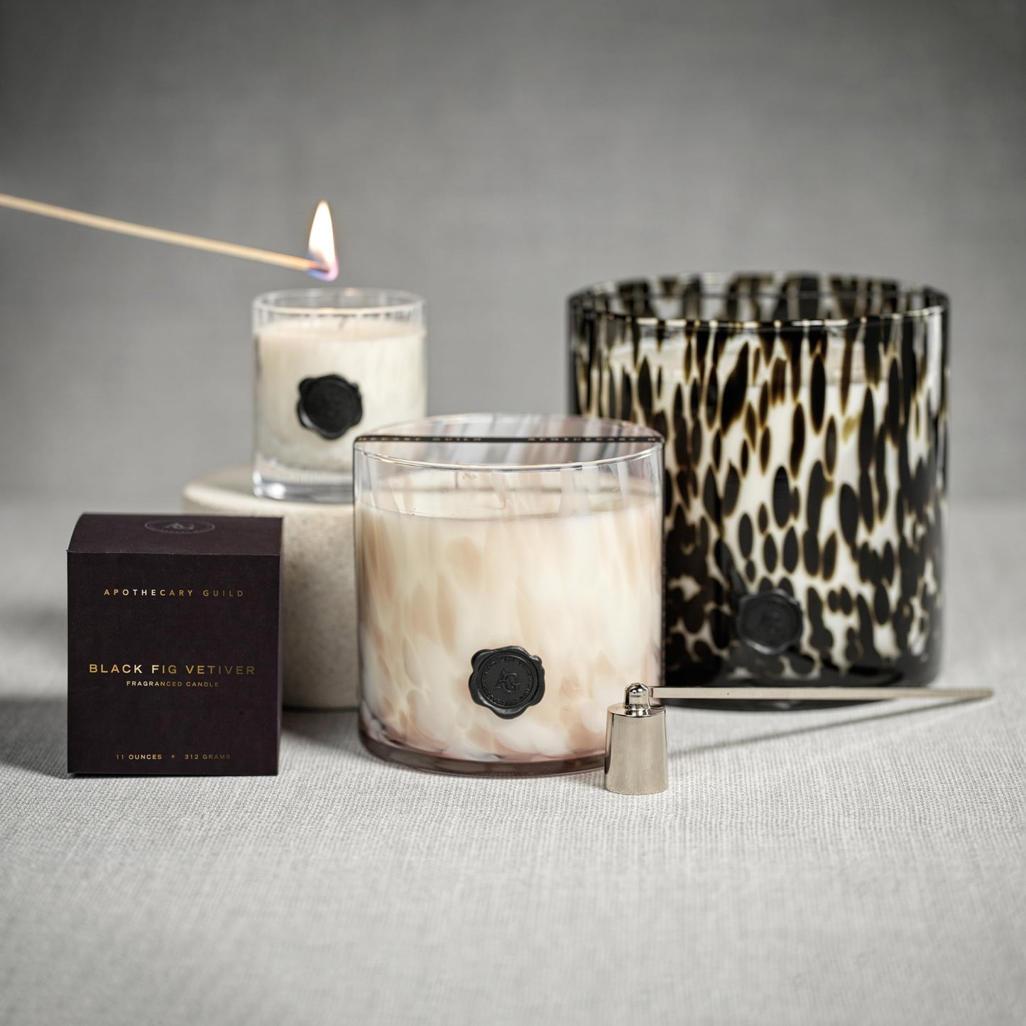 Apothecary Guild Scented Opal Glass Jar Candle- Black Fig Vetiver - 50 oz/3-Wick
