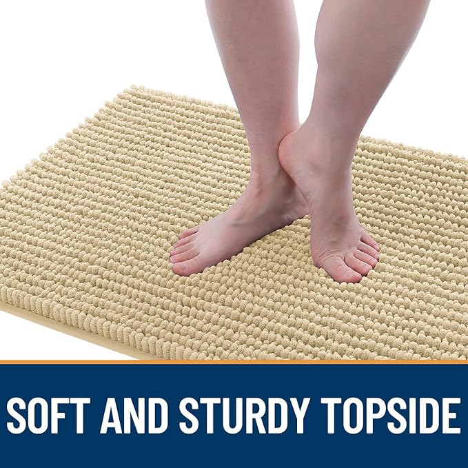 OLANLY Dog Door Mat for Muddy Paws 47x20, Ultra Absorbent Chenille Mud Doormat, Non-Slip Washable and Dirt Trapping Doormat for Indoor Entryway, Quick-Dry Indoor Pet Bed Mats for Dogs, Sand