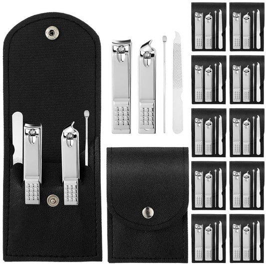 Geosar 12 Sets Manicure Gifts Bulk Nail Clippers Pedicure Kit Stainless Steel Professional Pedicure Grooming Kits Nail Care Tools with Travel Case for Women Men Hand Foot Birthday(Black)