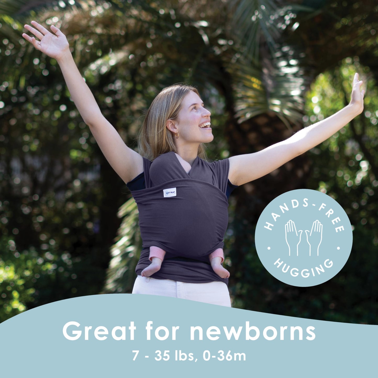 Sleepy Wrap Stretchy Ergonomic Baby Carrier Sling for Newborns to Toddlers - Hands-Free Lightweight Baby Wrap 7-35 lbs (Navy Blue)