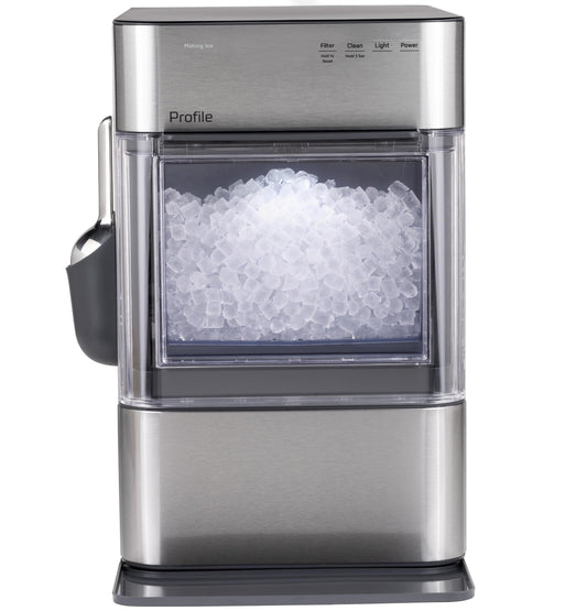 GE Profile Opal 2.0 Ultra Nugget Ice Maker with Scale Inhibiting Filter, Scoop Included, 38 lbs in 24 Hours, Pellet Ice Machine with WiFi & Smart Connected, Stainless Steel
