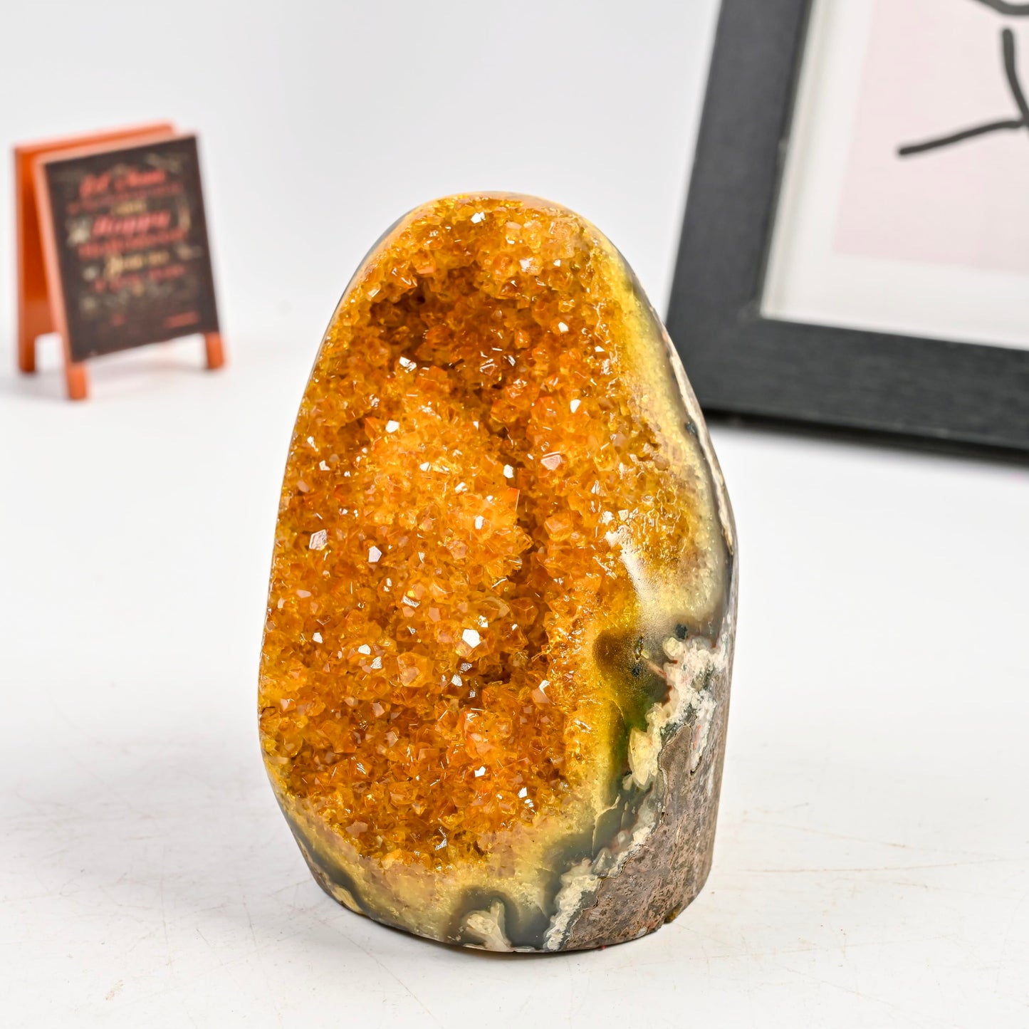 CrystalHola 200-700g Selected Raw Geode Quartz Cluster Home Feng Shui Ornaments Energy Stone Healing Tools Meditation Feng Shui Decoration,Stone Display Piece, Mineral Specimen (Yellow, 300-400g)