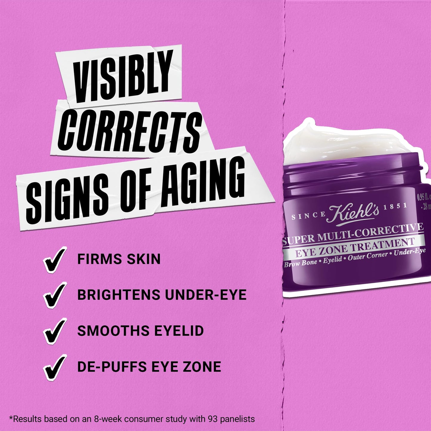 Kiehl's Super-Multi Corrective Anti-Aging Eye Cream, with Niacinamide and Collagen Peptide, Visibly Lifts Brow Bone, Reduces Crow's Feet, Fine Lines & Wrinkles, De-Puffs Undereye Bags, Non-Greasy