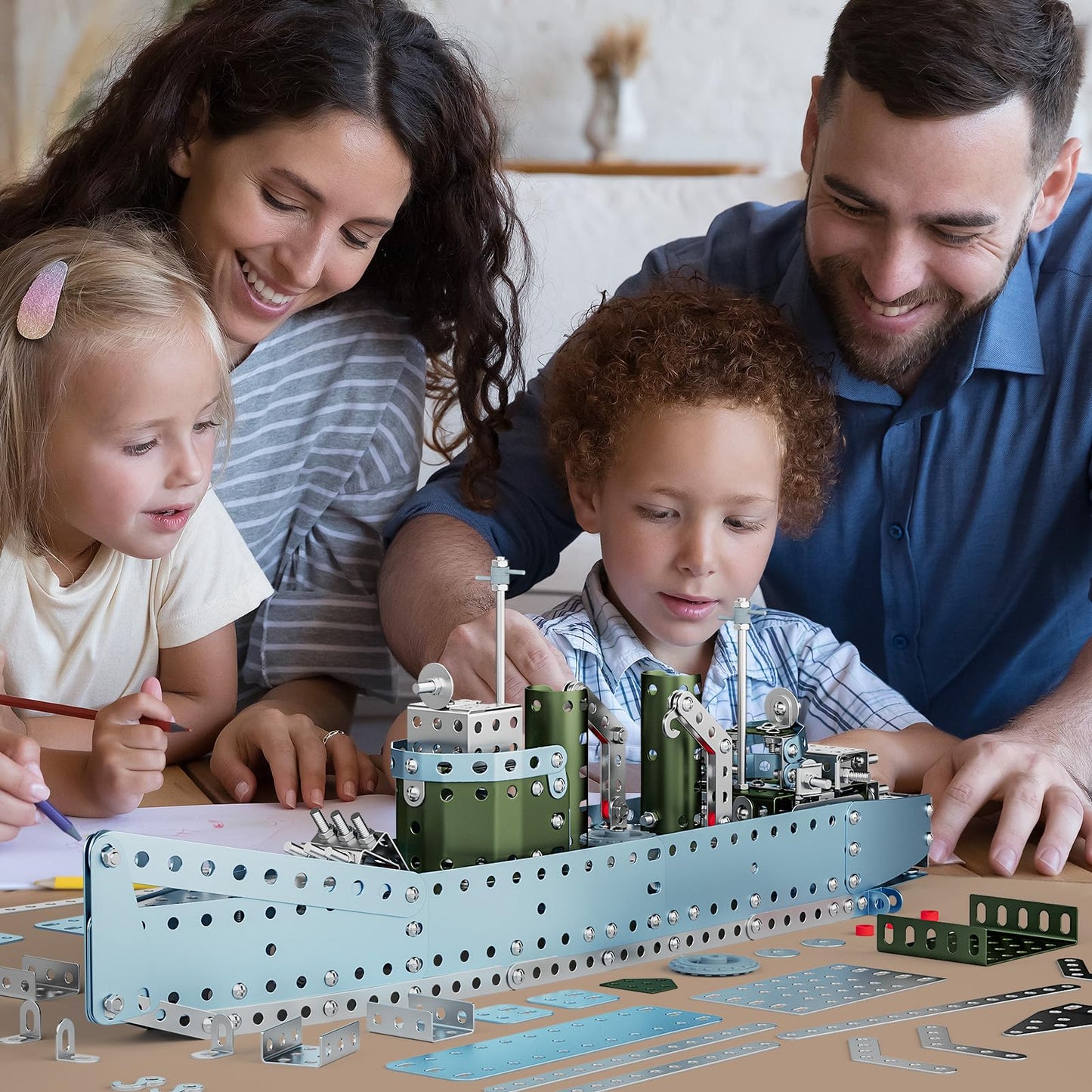 Lucky Doug Stem Building Projects Model Cruiser Ocean Ship Set, 504 Pieces Stem Project Building Toys for Kids Ages 8-12, Assembly Science Kit Toys Gifts for Boys Kids Girls 8 9 10 11 12-16 Years Old