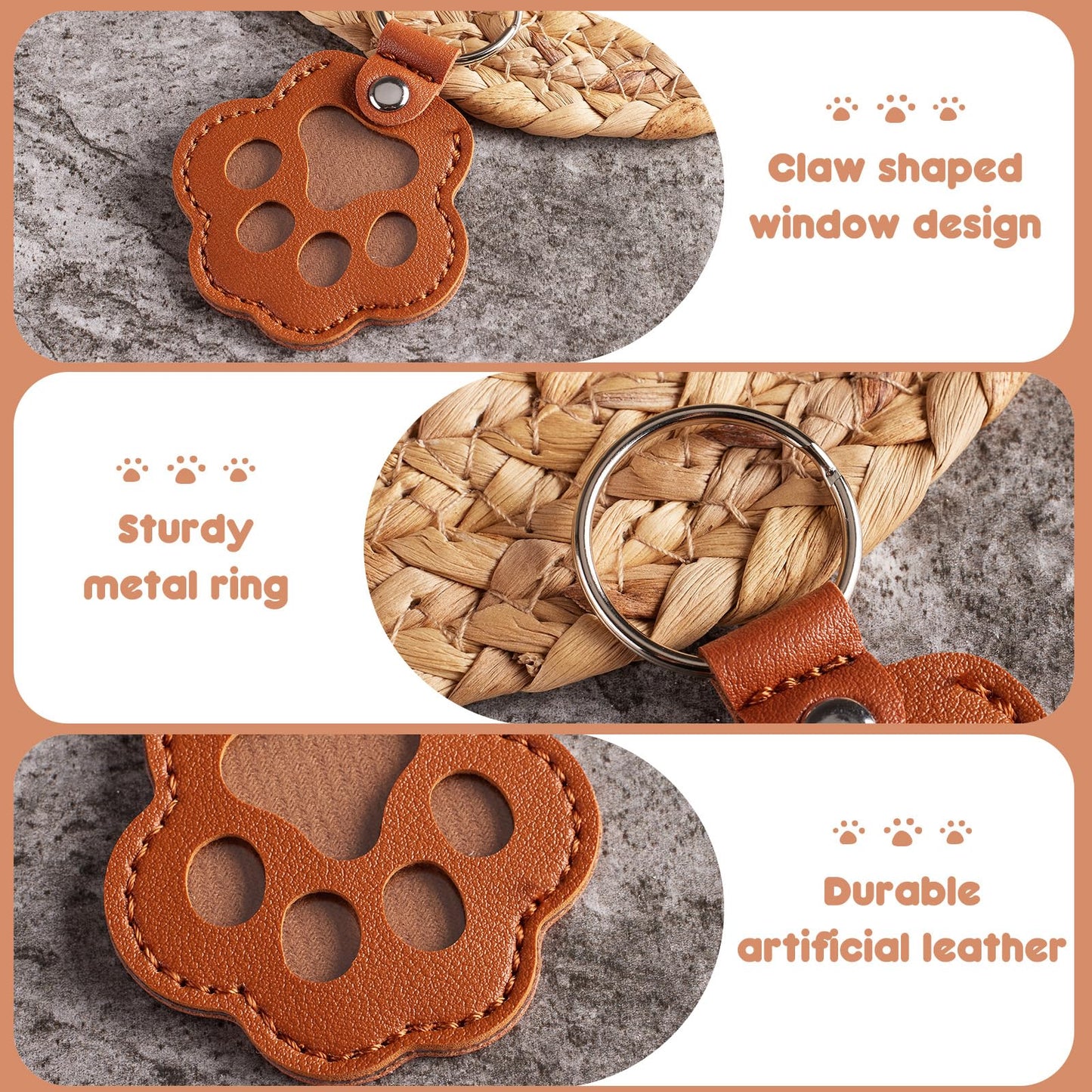 Aanqilze 5PCS Pet Hair Storage Keychain, Pet Dog Cat Hair Collector Paw Shaped fur keepsake Keychains, pet enthusiast commemorative gift