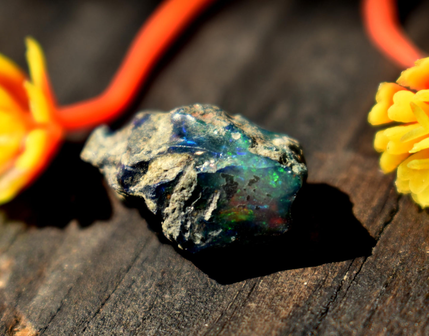 Natural 6.5 Cts AAA Raw Ethiopian Black Opal Rough Gemstones Multi Fire Welo Opal Stones for Tumbling & Jewelry Making Supplies Healing Crystals Gems Rocks Loose Gemstones