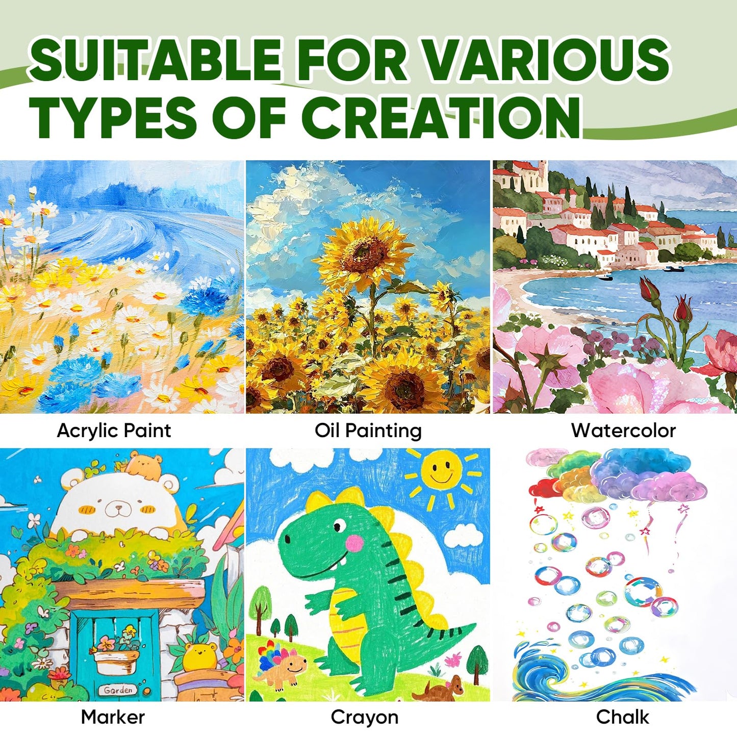ESRICH Canvas Boards for Painting 12x16 Inch, 2 Pack Canvas for Painting Cotton Primed Acid Free Large Blank Canvas Panels for Oil Paint, Watercolor, Acrylic Paint, Gouache and Tempera.