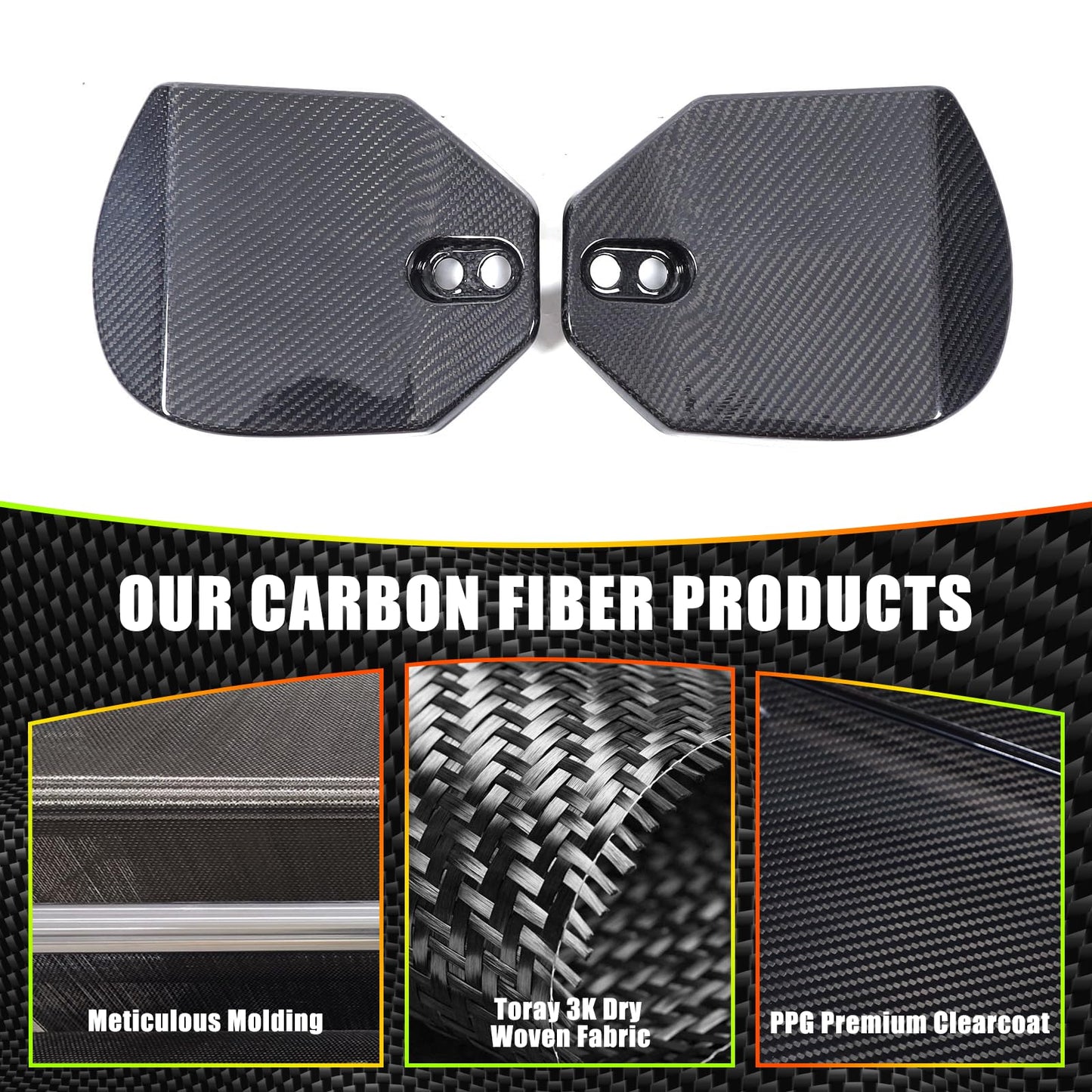 Rear Strut Tower Cover Compatible with Corvette C8 Stingray 2020-2024,Genuine Carbon Fiber Engine Bay Rear Shock Absorbing Tower Protection Panel Cover Trim 2pcs C8 Accessories (Black)