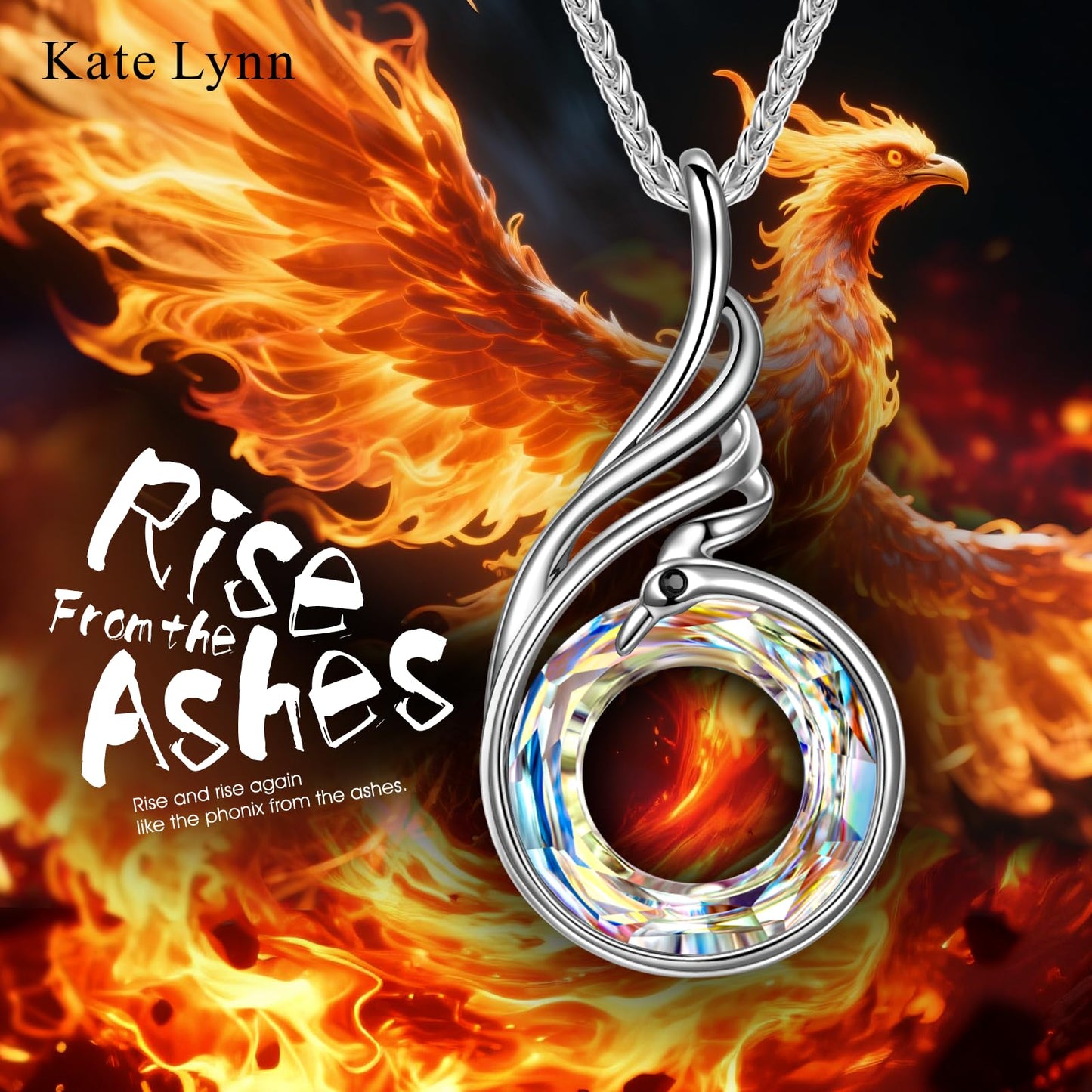 Kate Lynn Phoenix Necklaces for Men Women Pendant Necklace, Unique Birthday Gifts for Women Men, Christmas Mothers Day Gifts for Mom Wife Daughter Fathers Day Jewelry for Dad Husband, Womens Mens Crystal Jewelry
