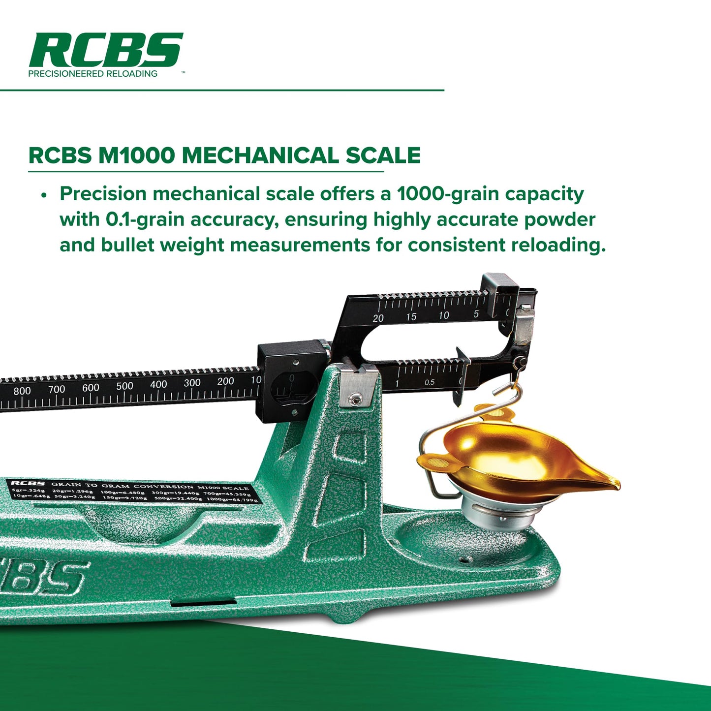 RCBS M1000 Mechanical Scale, Precision Mechanical Reloading Scale with 1000 Grain Capacity