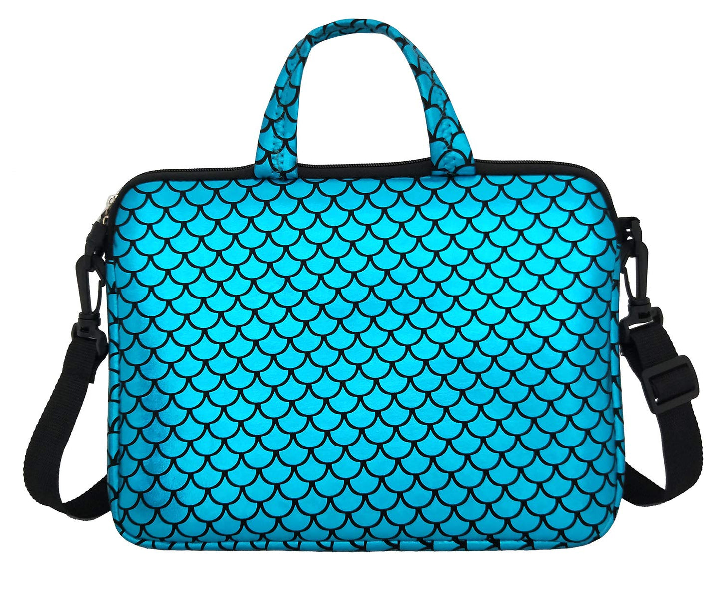 11.6-Inch Laptop Shoulder Messenger Carrying Bag Case Sleeve For 11" 11.6" 12" 12.5 inch Macbook/Notebook/Ultrabook/Chromebook, Mermaid Scale (Blue)