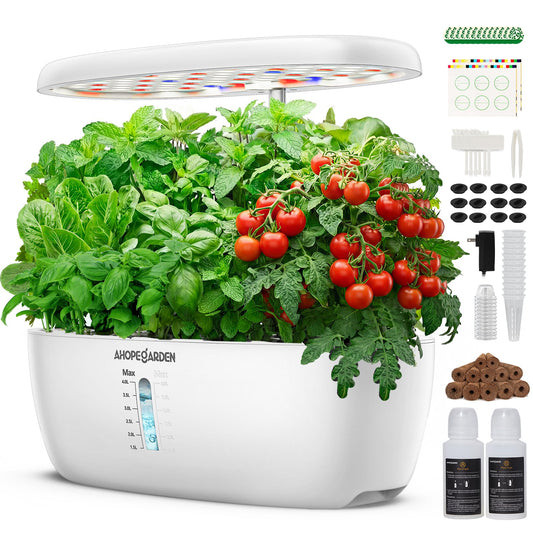 Ahopegarden Indoor Garden Hydroponics Growing System: 12 Pods Plant Germination Kit Herb Garden Kit Growth Lamp Countertop with LED Grow Light Hydrophonic Planter Grower Harvest Vegetable Lettuce