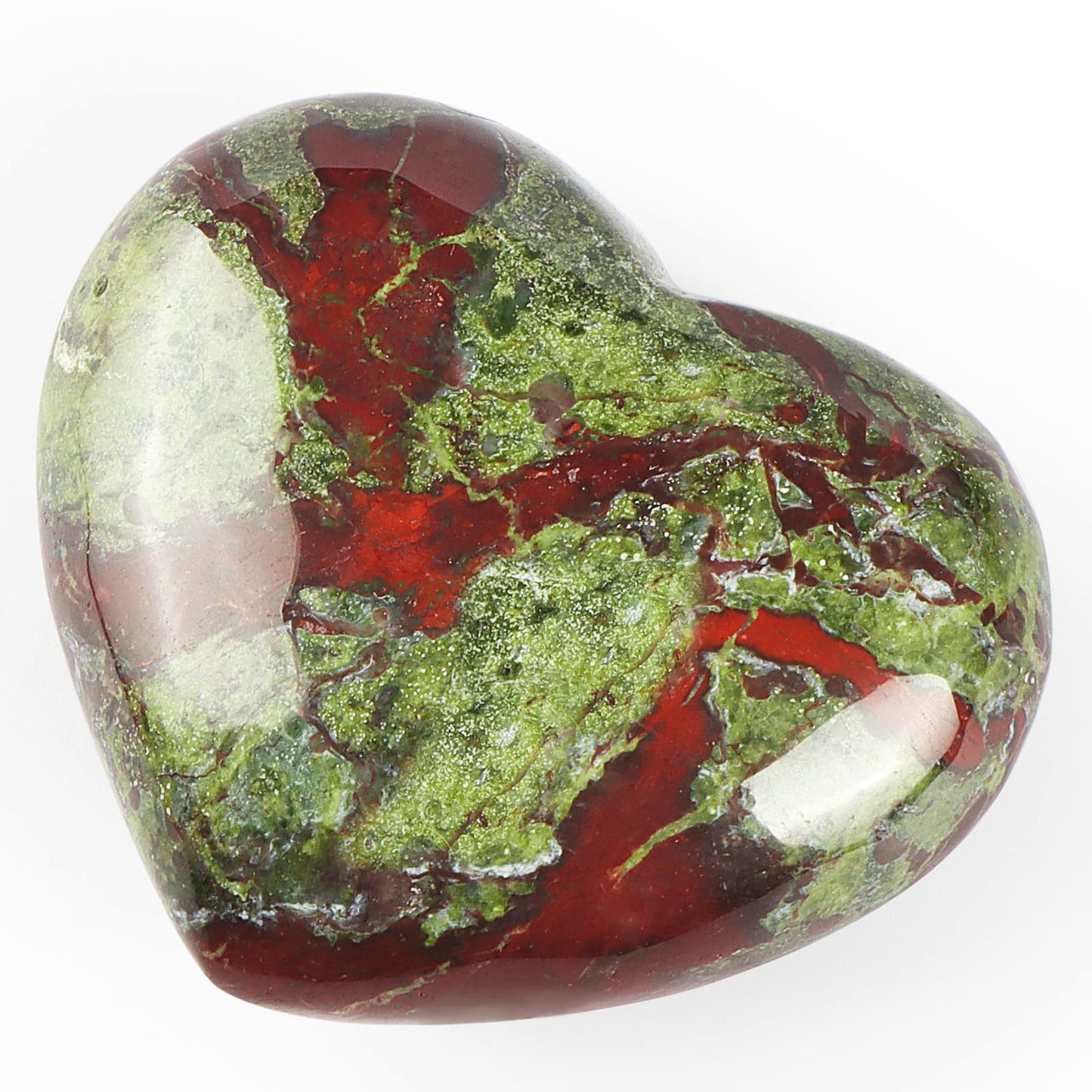 SMQ 60mm Dragon Blood Stone Crystal Heart Worry Stone Hand Carved Polished Gemstone Pocket Chakra Palm Love Worry Stones for Spiritual Healing Meditation