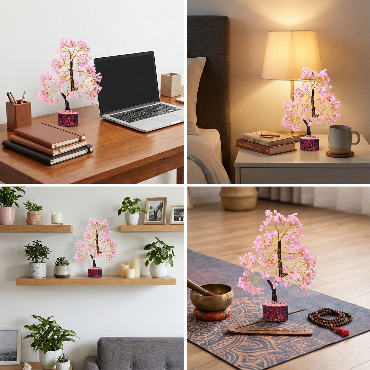 AstraVeda Rose Quartz Crystal Tree of Life - Chakra Feng Shui Tree with Positive Energy - Meditation Gift - 300 Beads