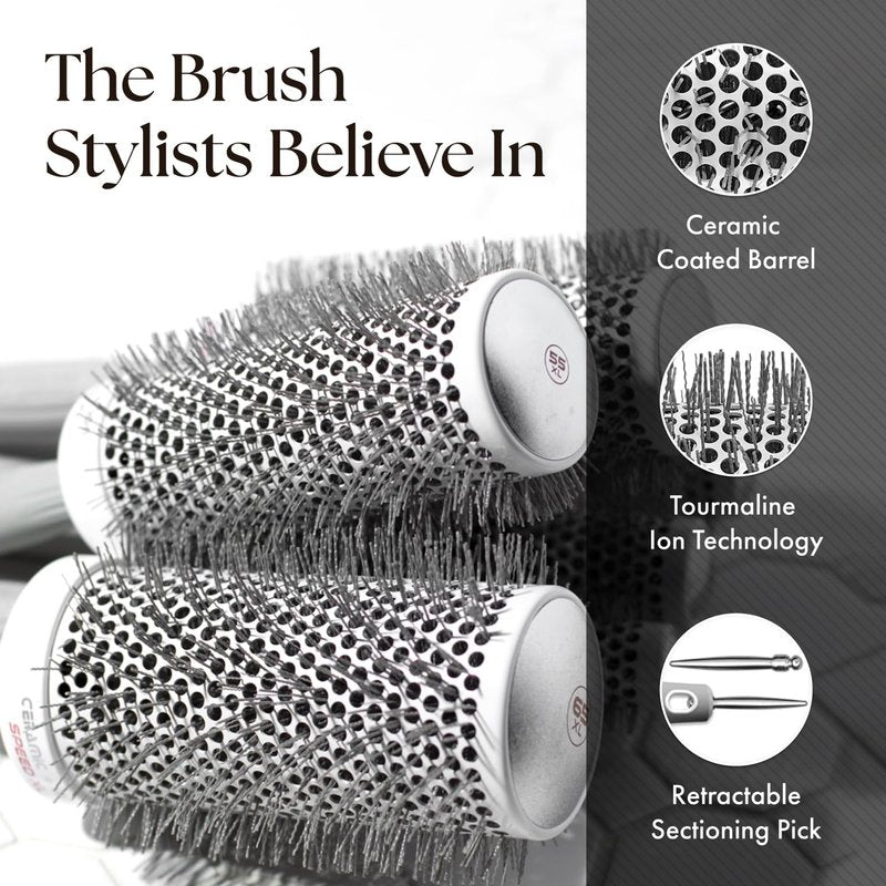 Olivia Garden Ceramic + Ion Speed XL - Extra-Long Round Thermal Hair Brush - Not Electrical - Professional Blowout Brush for Normal to Thick Hair - 3 1/2"- Diameter Barrel - CIXL-65