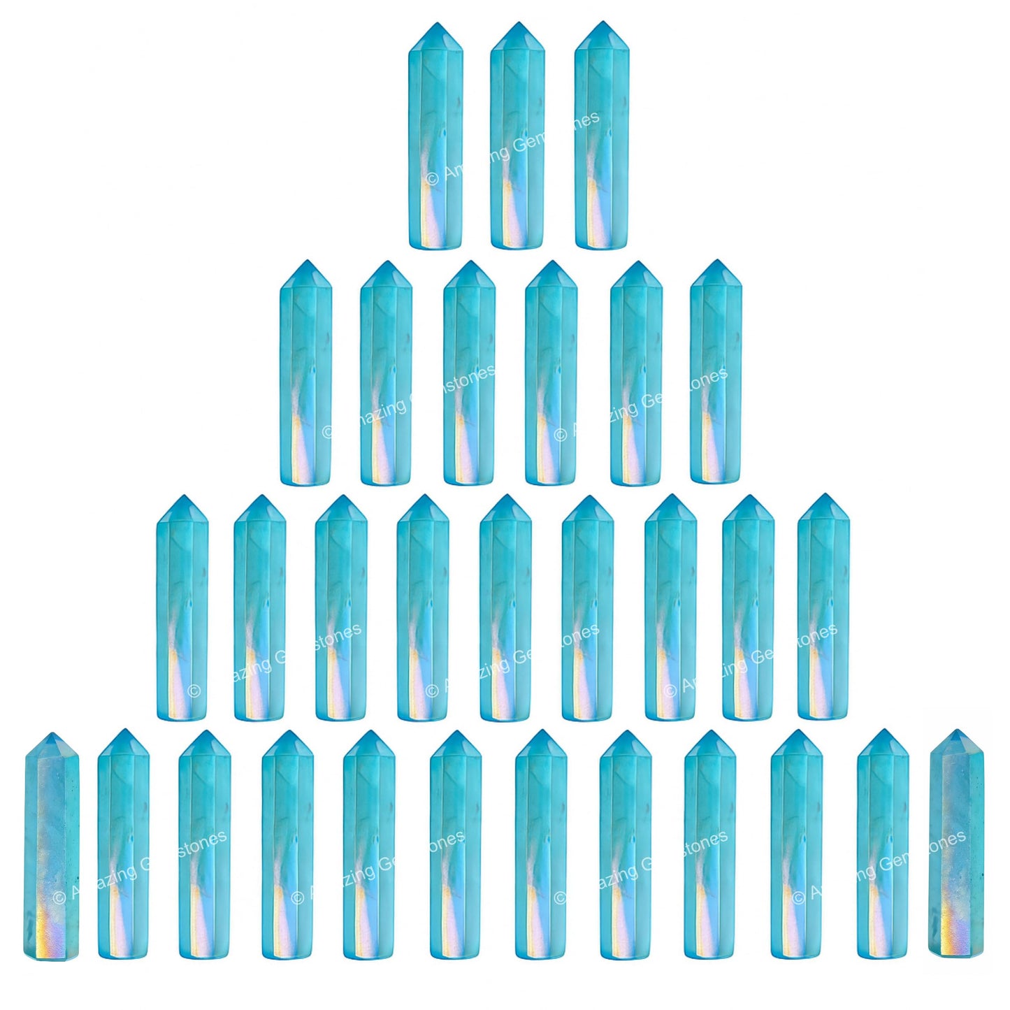 Amazing Gemstone Aqua Aura Quartz Crystal Points Bulk Healing Crystals and Stones - Pack of 3 Single Terminated Healing Wand Point Bulk Crystals for Crafts, Crystal Grid, DIY Work - Premium Crystals