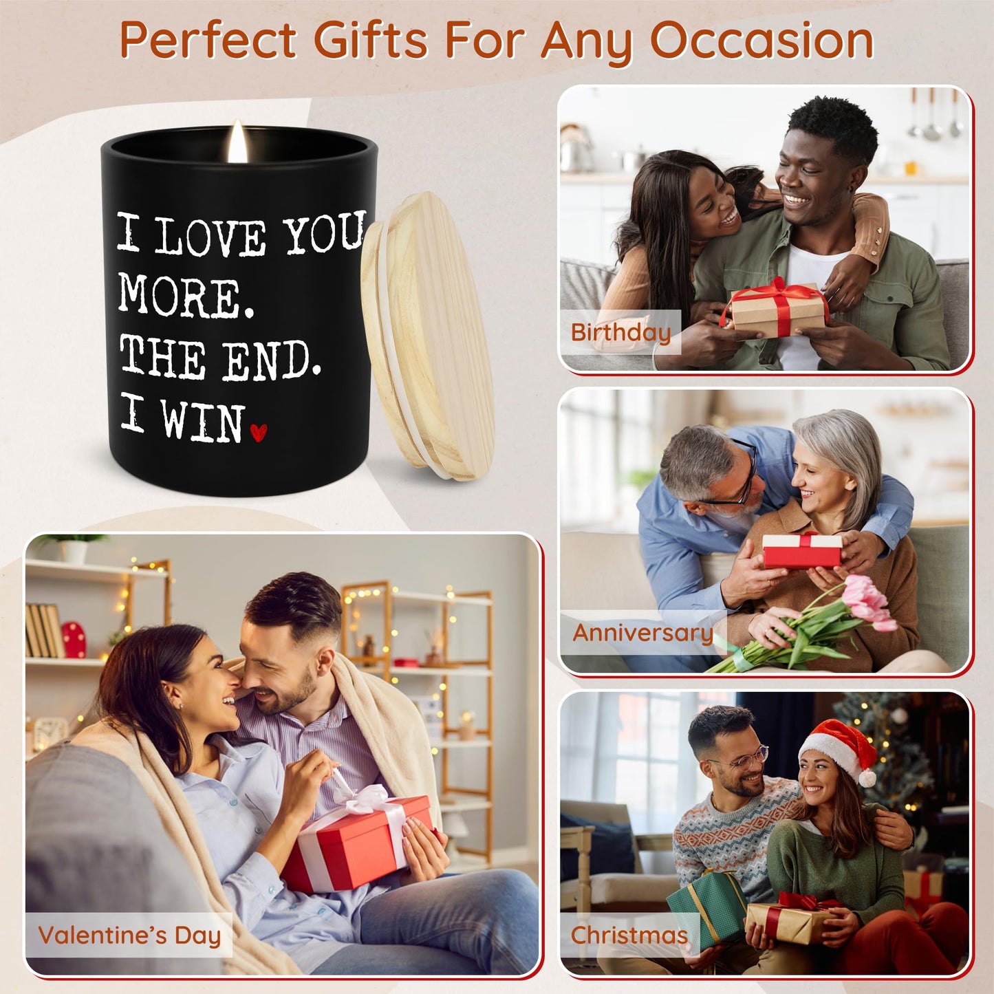 GAUDORA Anniversary Wedding Gifts for Women Men - I Win Vanilla Lavender Scented Candle 10 oz - Anniversary Wedding Birthday Gifts for Him Her, Couple Gift for Boyfriend Girlfriend Husband Wife