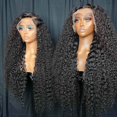 13x4 HD Lace Front Wigs Human Hair Wig for Women 200% Density Deep Wave Lace Front Wigs Human Hair Glueless 22 Inch Curly Human Hair Wig Pre Plucked Deep Wave Wig with Baby Hair Natural Hairline