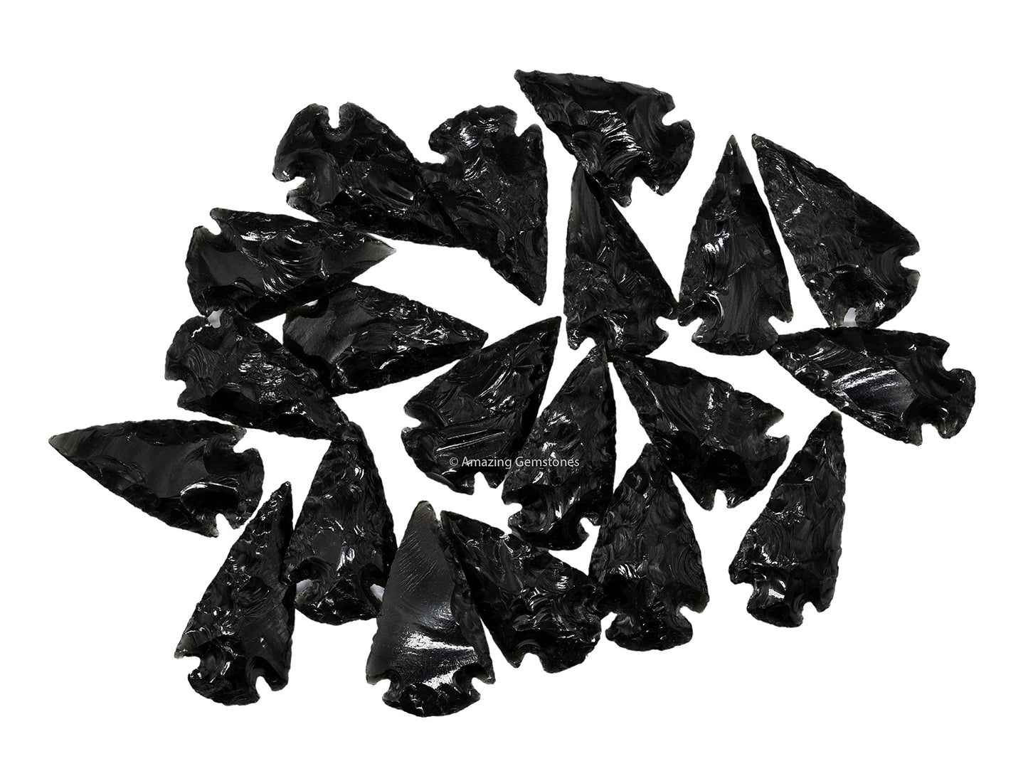 Amazing Gemstone 5 Pieces Black Obsidian Arrowhead, Crystal and Healing Stone Flint Rock Arrow Head - 1 to 1.5 Arrowheads for DIY Project Craft Point Jewelry Making
