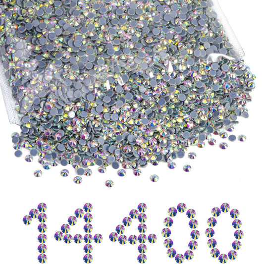 Beadsland Hotfix Rhinestones Bulk, 14400PCS Crystal Hot Fix Rhinestones for Crafts Clothes DIY Decoration, Crystal AB, SS20, 4.6-4.8mm