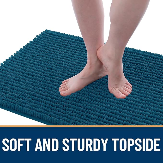 OLANLY Dog Door Mat for Muddy Paws 44x32, Ultra Absorbent Chenille Mud Doormat, Non-Slip Washable and Dirt Trapping Doormat for Indoor Entryway, Quick-Dry Indoor Pet Bed Mats for Dogs, Atlantic Blue