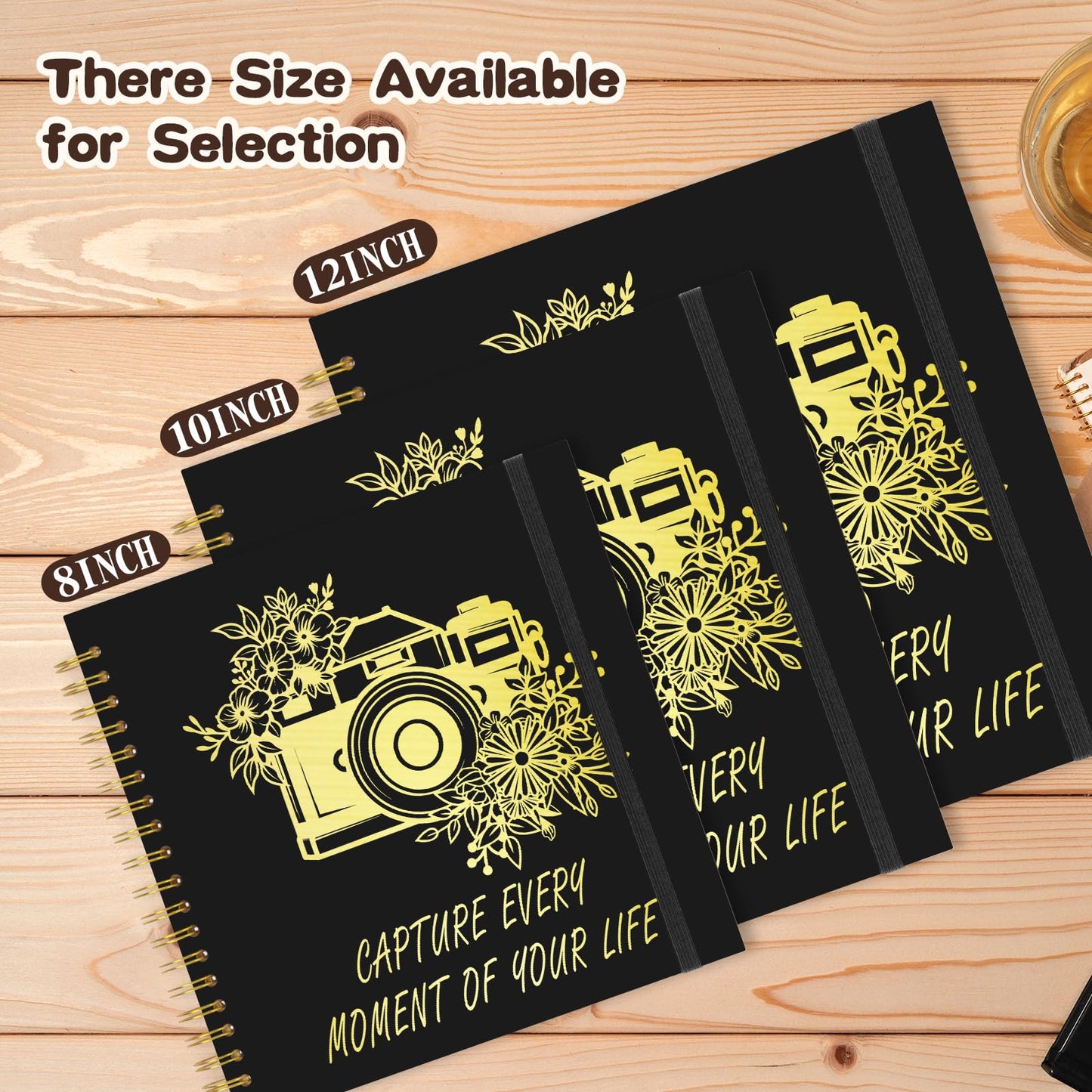 Scrapbook Album 10x10 inch, Travelling Journal Scrap Book Family Scrapbook Scrapbooking Supplies Kits Gift for Couples Anniversary Wedding (black, 10 x 10 inch)