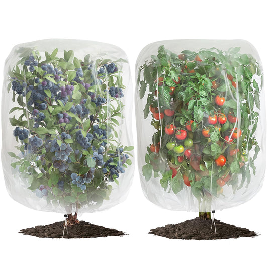 2 PCS Large Fruits Tree Netting Cover for Garden, 6.6 x 8.2 ft Insect Bird Barrier Deer Netting Cover Bag with Drawstring Garden Plant Netting for Tomato Blueberry Bush Netting Covers