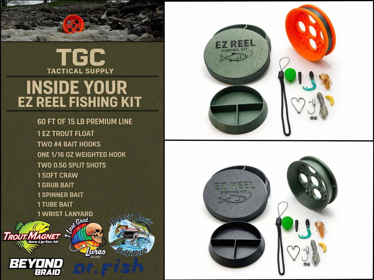 EZ Reel- Fishing Kit – Pocket Size Handline Fishing Reel | Ultimate Compact Rodless Reel Fishing Kit for Hiking, Outdoors, and Adventure.