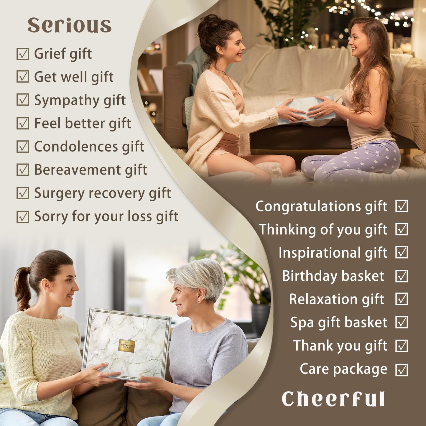 AHAGIFTREE Gift Baskets for Women,11PC Care Package with Moon Lamp,Mother's Day, Grief,Get Well Soon After Surgery,Birthday,Think of You,Thank You,Sympathy