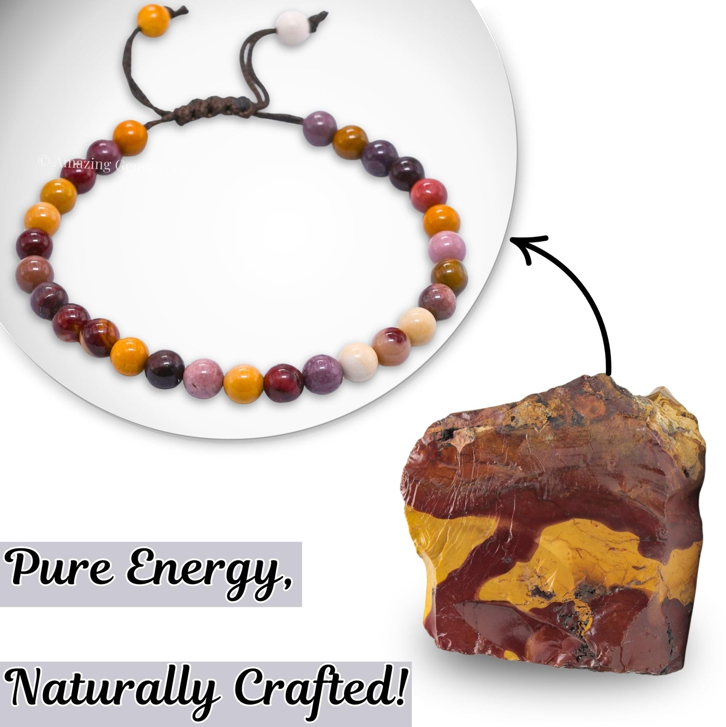 Amazing Gemstone Mookaite Bracelet for Women Men's Gifts - Protection Healing Crystal Bracelet - 6mm Gemstones Beaded Adjustable Bracelet Pulseras Para Hombres Mujer Stocking Stuffers